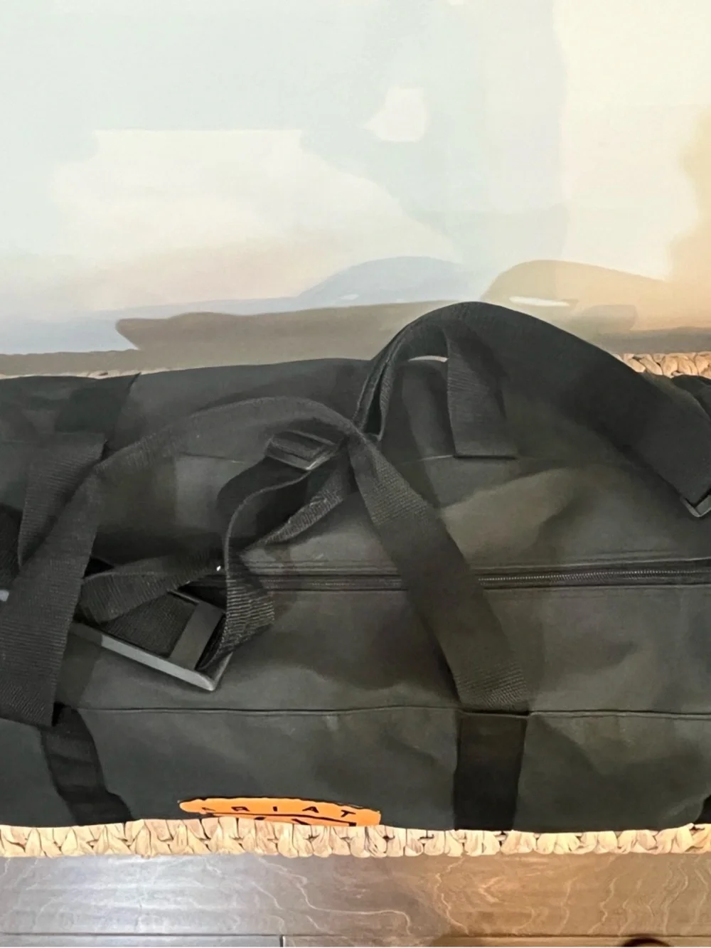 Ariat Black Duffel‎ Bag Gear Weekender Gym Bag Orange Shield Logo Equestrian